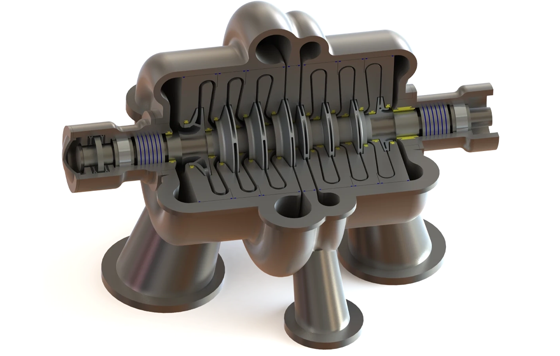 Vista interior de la bomba del compresor