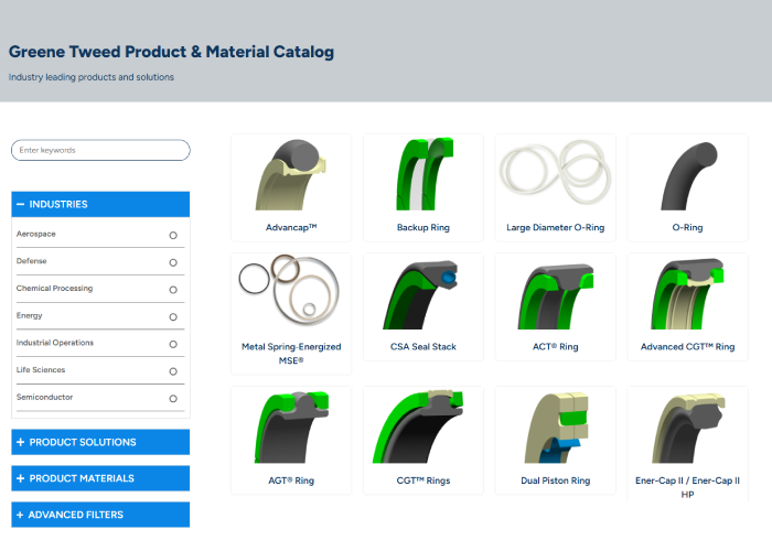 Greene Tweed 互動式數位產品與面料型錄