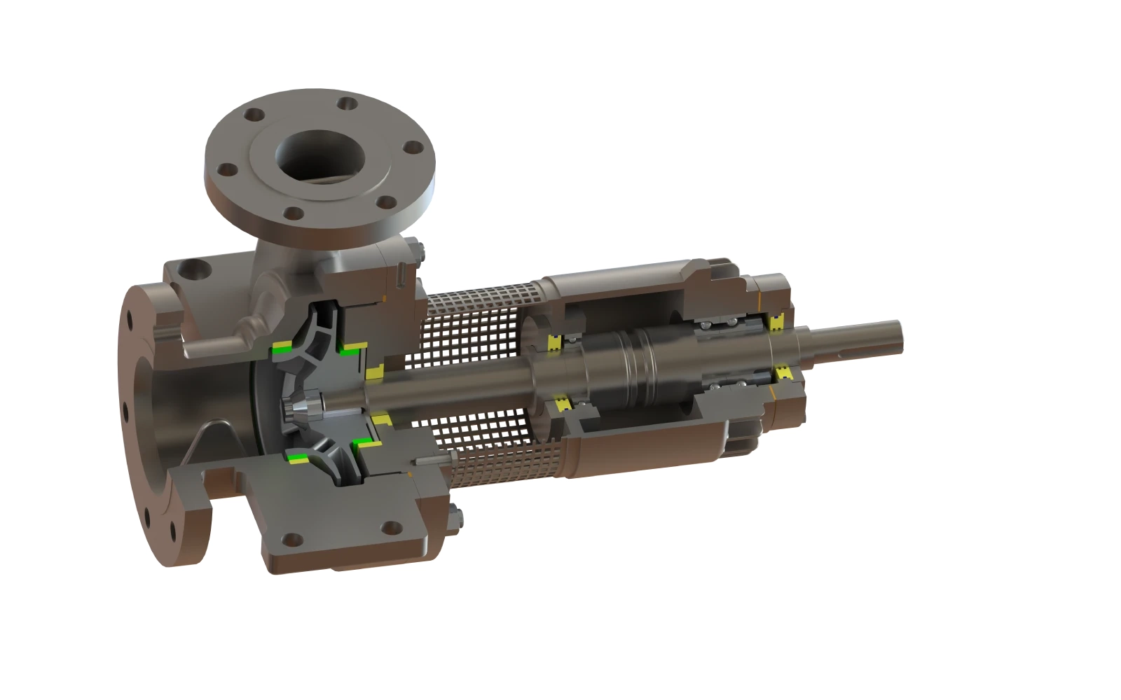 Sectioned view of industrial pump assembly